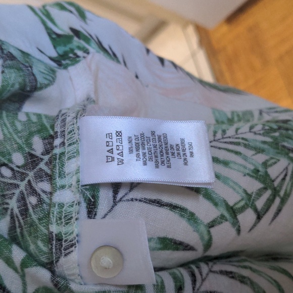 100% Linen leaf print shift dress - Picture 4 of 5